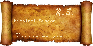Micsinai Simeon névjegykártya